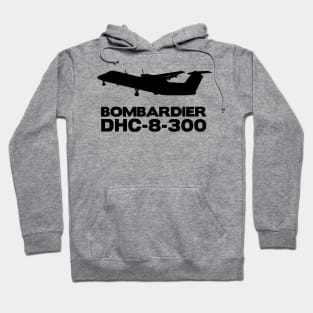 Bombardier Dash 8-300 Silhouette Print (Black) Hoodie